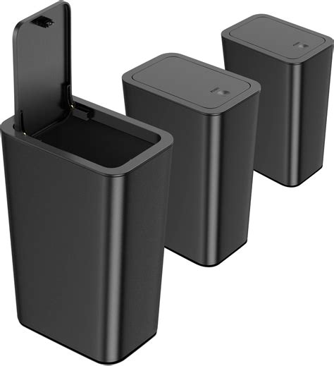 3 Pack 10 Liter Bathroom Trash Can with lid, 2.6 Gallon Kitchen Trash ...