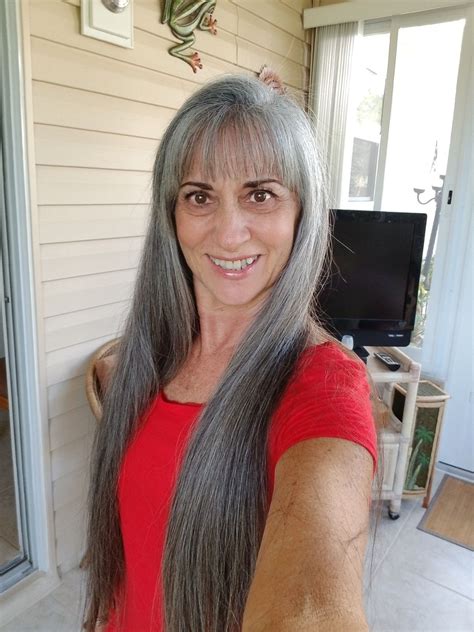 Mature woman with long straight gray hair. Long Silver Hair, Long Gray Hair, Very Long Hair, Old ...