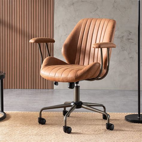 Amazon.com: ovios Home Office Chair, Mid-Century Modern Faux Leather ...