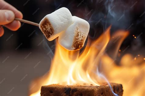 Premium AI Image | marshmallows in a fire with flames in the background