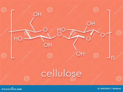 Cellulose, Chemical Structure. Main Component Of Cotton Fiber, Wood, Paper, Etc. Skeletal ...
