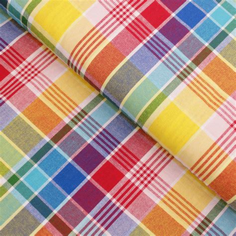 Indian Madras Shirting Cotton Checked Tartan - Caribbean – Lullabee Fabrics