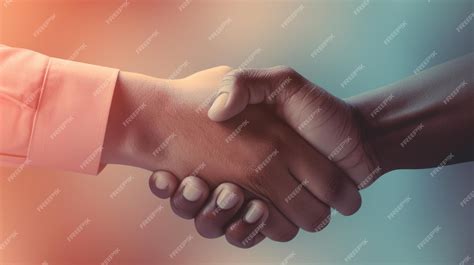 Premium Photo | Two people shaking hands over a blurred background ai