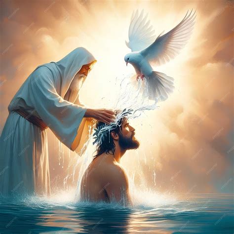 Jesus receiving being blessed by the holy spirit during his baptism 73 ...