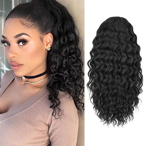 Amazon.com : HANYUDIE Curly Ponytail Extension Drawstring Ponytail ...