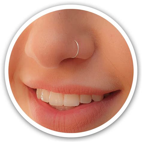 Silver Fake Nose Ring - Tiny Thin 24 Gauge Faux Nose Piercing For Women ...