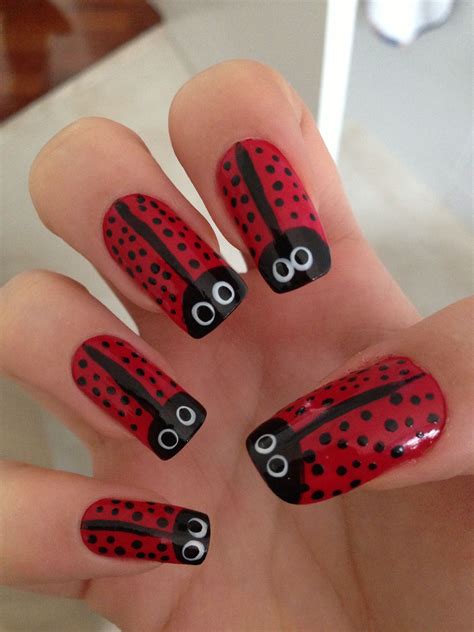 Ladybug nail art | Nail designs, Ladybug nails, Ladybug nail art