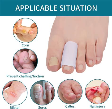 Hoogoo Gel Toe Sleeves 4 Pack Toe Tubes Protectors Pads for Middle Toe Relief Pain From Corns ...