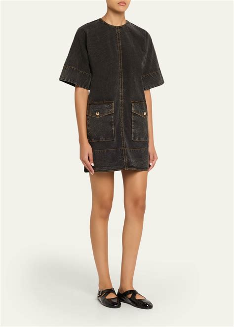 Ganni Mini Washed Denim T-Shirt Dress - Bergdorf Goodman