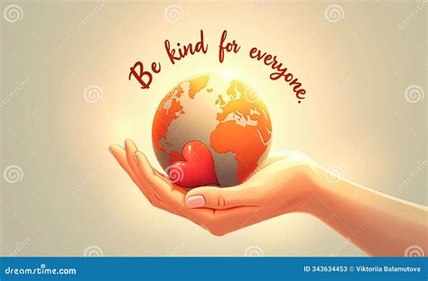 Modern Illustration of a Hand Gently Holding the Earth, with the Text Be Kind for Everyone ...
