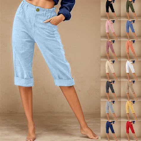 Plus Size Pants Curvy Women Ladies Casual Cropped Pants Everyday Wear ...