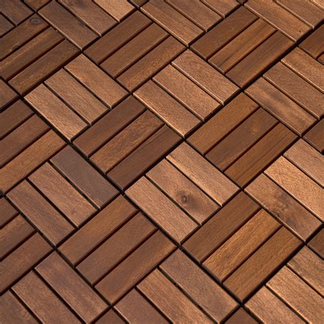 BEEFURNI 12" x 12" Wood Interlocking Deck Tile in Brown & Reviews | Wayfair