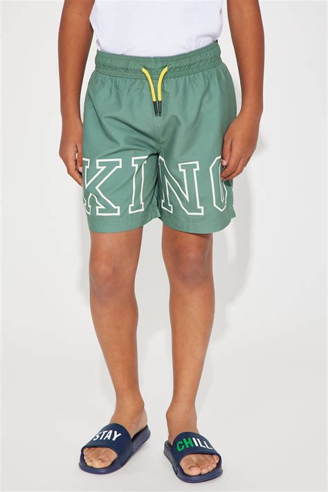 Mini I'm A King Swim Trunk - Green | Fashion Nova