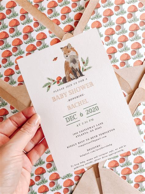 Woodland Baby Shower Invitations Fox Baby Shower Invite - Etsy