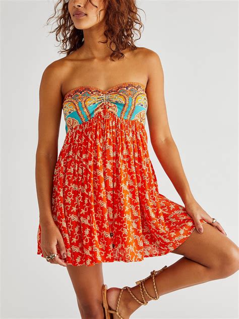 Free People Elowen Tube Romper in Red | Lyst