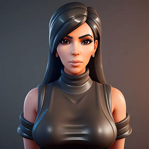 3D render of Kim Kardashian standing looking straight into the camera. her face is the main ...
