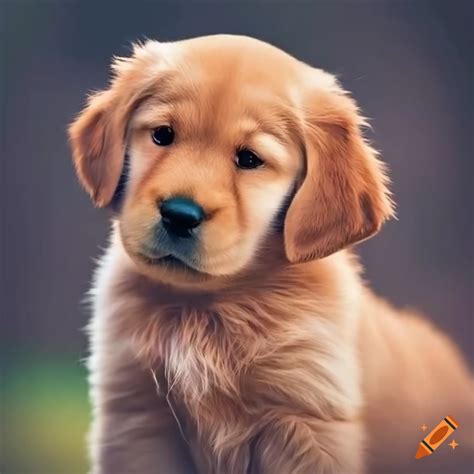 Adorable golden retriever puppy with innocent eyes on Craiyon