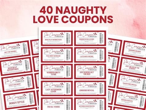 Sex Coupons Printable Love Coupons 40 Naughty Coupon for Couples ...