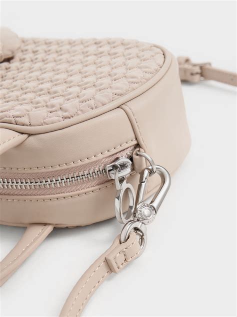 Nude Nylon Textured Top Handle Bag - CHARLES & KEITH BH
