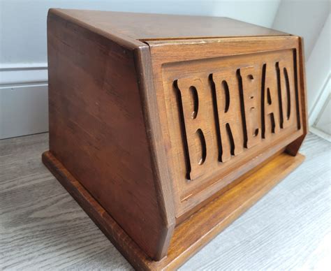 Vintage Bread Box Wood Bread Box Wood Kitchen Counter Storage for Bread ...