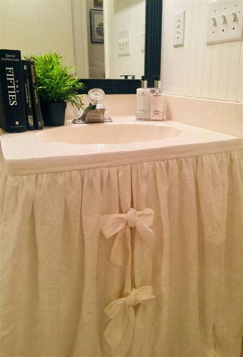 Blossom Linen Sink Skirt With Bows Desk Skirt/ Laundry Room Skirt ...