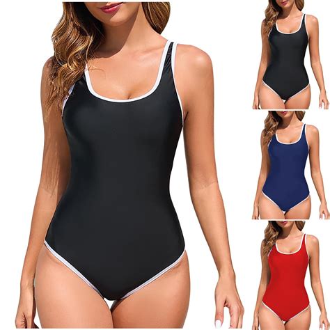 Feancey Women's Color Block Swimsuits One Piece Bikini Bathing Suits ...