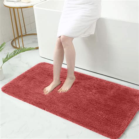 Bath Rugs for Bathroom Non Slip, Microfiber Washable Claret Large ...