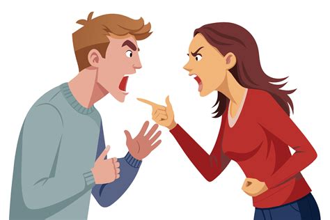 An illustration of a man and a woman yelling at each other, both with ...