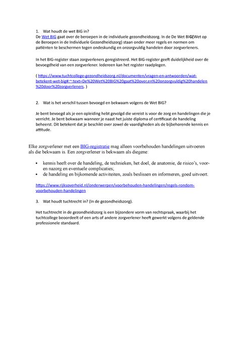 Wat houdt de wet BIG in - Cgo uitwerking - Wat houdt de wet BIG in? De ...