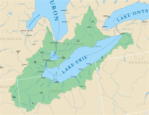 Map of the United States with Lakes and Rivers