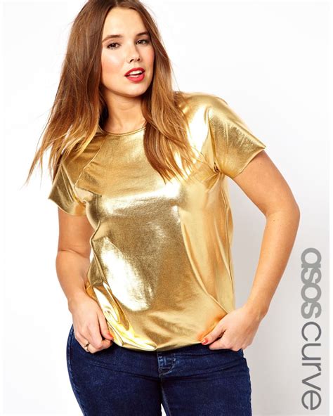 ASOS T-Shirt in Gold Foil in Metallic | Lyst