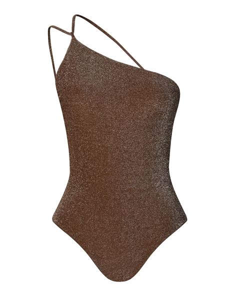 Johanna Ortiz Fire Glittered Asymmetric One-piece Swimsuit in Brown | Lyst