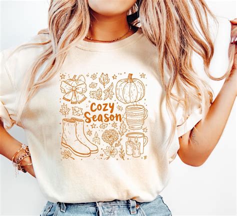 Cozy Season Fall Halloween T-shirt, Fall Theme Tee, Cute Fall Tee, Fall ...