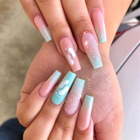 P. on Instagram: "had so much fun doing this set.. Gender Reveal nails ...