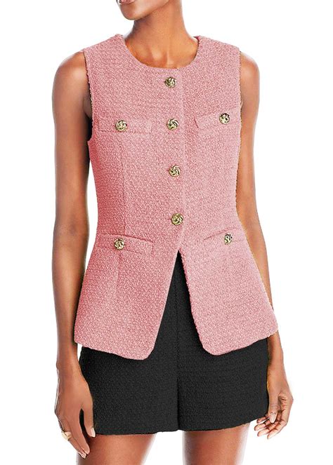 Mina Self Sleeveless Vest Tops for Women Tweed Long Fashion Trendy 2025 ...