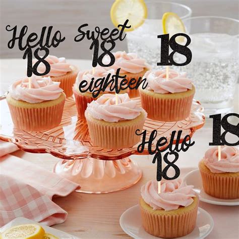Buy 24 PCS 18th Birthday Cupcake Toppers Sweet 18 Hello 18 Eighteen ...