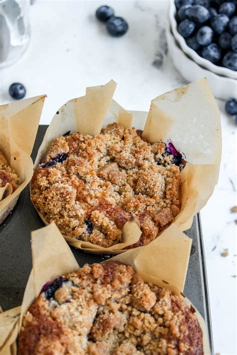 Bakery Style Blueberry Crumble Muffins - My Messy Kitchen