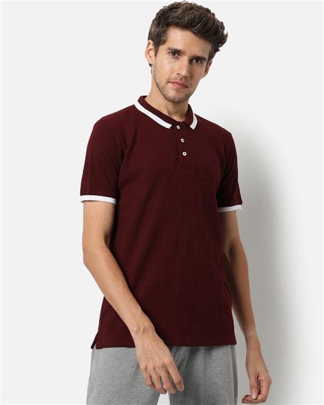 Buy Men's Maroon Polo T-shirt for Men Maroon Online at Bewakoof