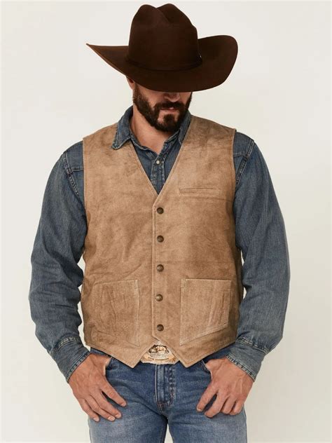 Men's Tan Grasslands Button-Front Suede Dress Vest