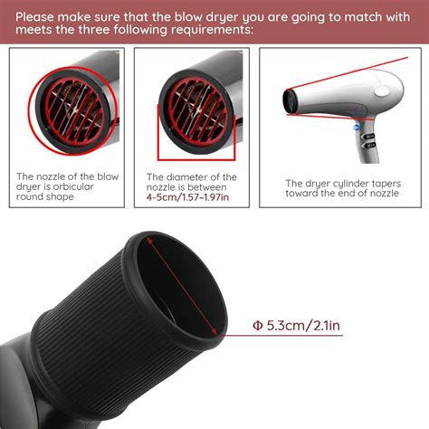 Comb Attachment & Hair Dryer Diffuser with Nozzle 1.57-1.97 ...