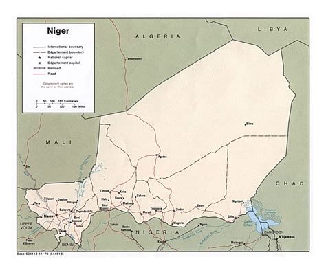 Detailed political and administrative map of Niger with roads, railroads and cities - 1979 ...