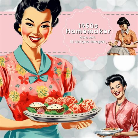 Clip Art 1950 Retro Mom Asian Mother Homemaker Housewife Asian Mom Mothers Day Journaling ...