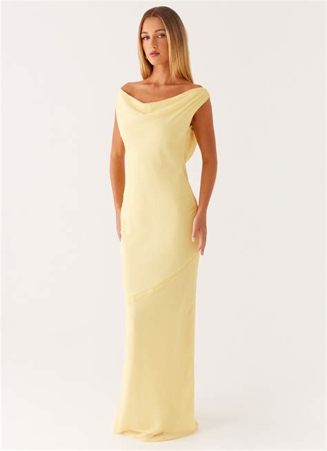 Brittany Chiffon Maxi Dress - Pastel Yellow - Peppermayo UK