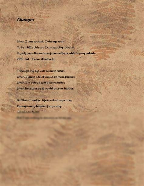 SOLUTION: Short Poem about Growth and Changes - Studypool