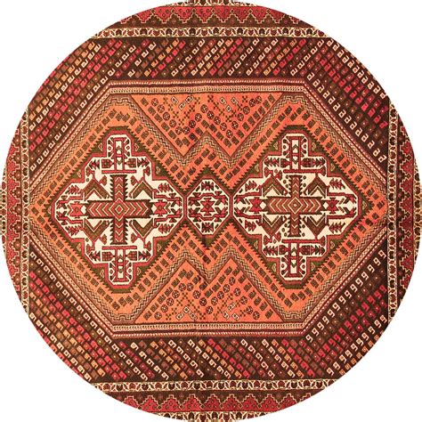 Ahgly Company Indoor Round Persian Orange Traditional Area Rugs, 8 ...