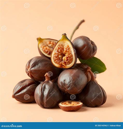 A Cluster of Dates and Dried Figs on a Pastel Peach Background Stock ...