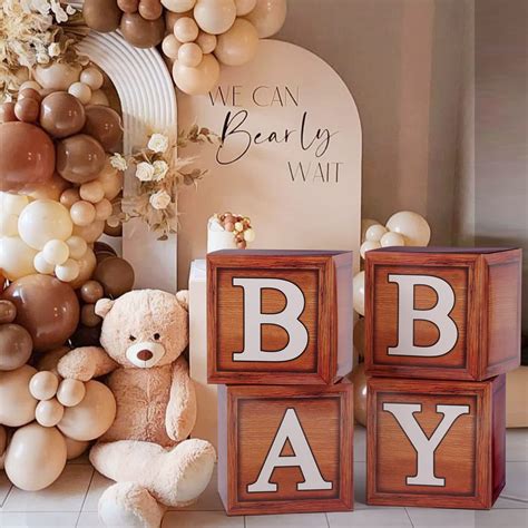Baby Boxes with Letters for Baby Shower, Baby Shower Decorations with 4 ...