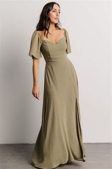 Olive Green Bridesmaid Dresses, Bridesmaid Dresses With Sleeves, Fancy ...