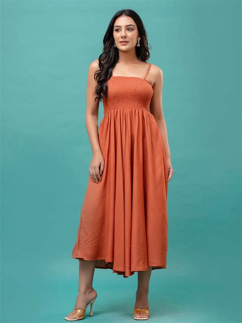 RAYON NOODLE STRAP FULL DRESS – feranoid