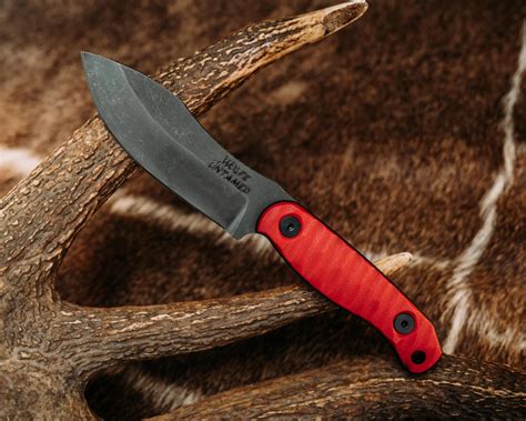 Half Face Blades - Skinner Jr - HFB x Derek Wolfe Collab - Cherry & Black G10, Allen Bolts, Iron ...